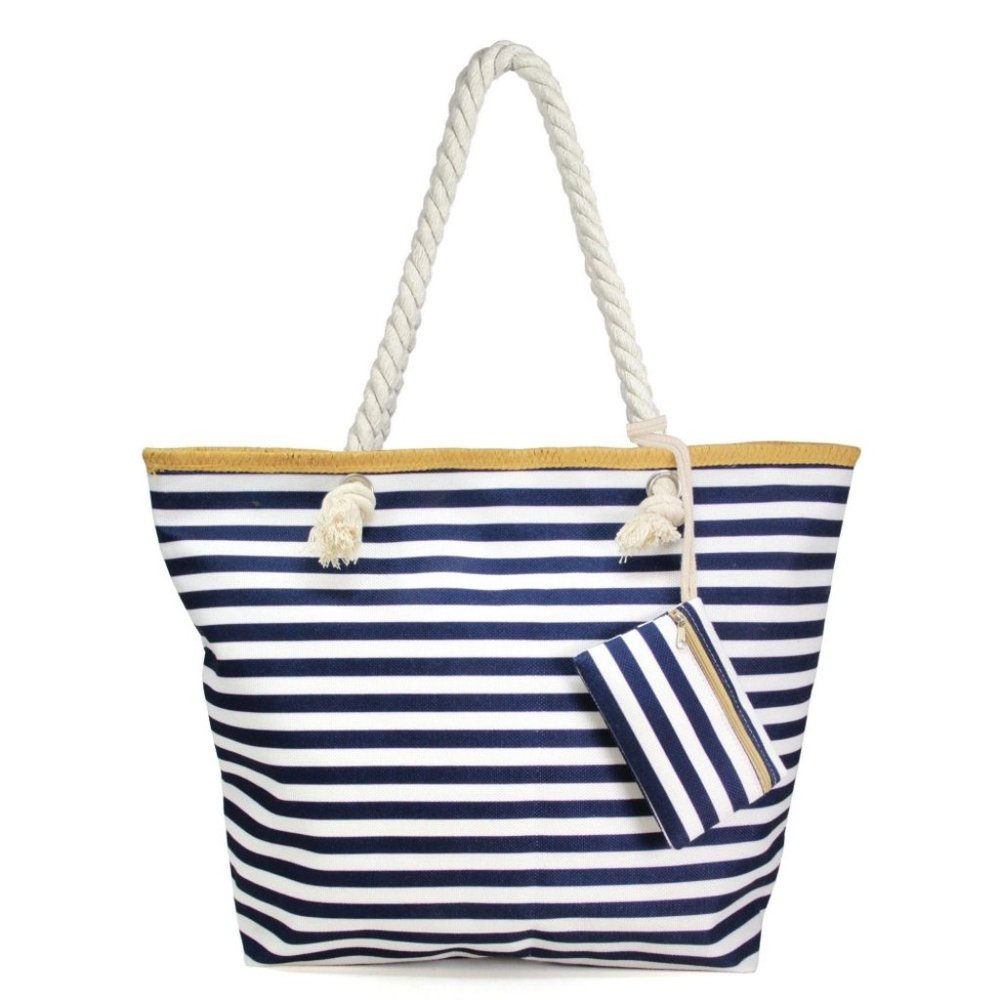 Striped Tote Bag Featuring Matching Coin/Card Pouch